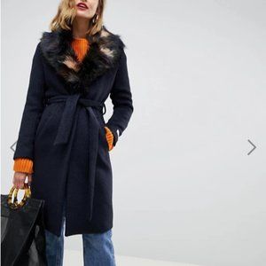 ASOS  | Gianni Feraud  | Duster w/Faux Fur Collar